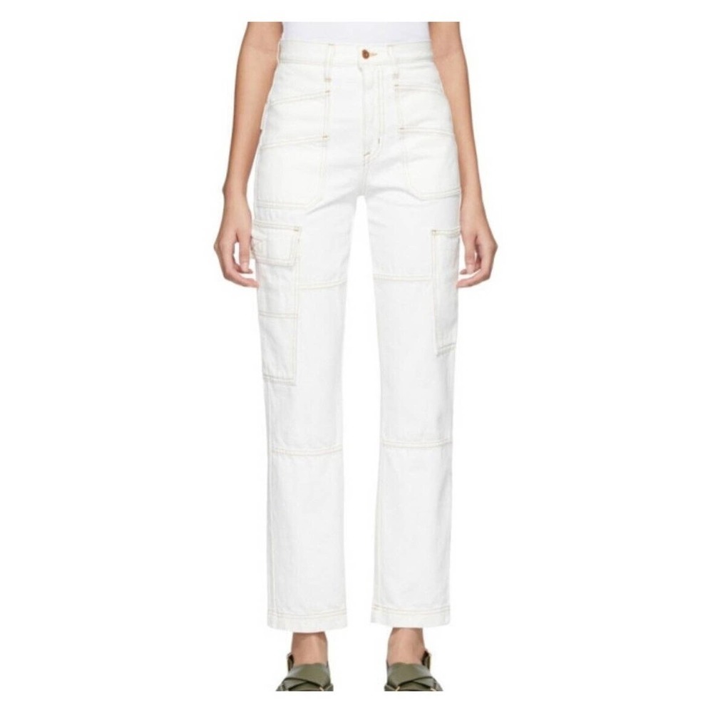 Slvrlake Denim Savior Cargo White Denim Jeans High Rise Size 28 (NWOT $300)
